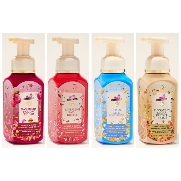 Bath Body Works Milk Bar Dessert Gentle Foaming Hand Soap Set of 4 NEW 8oz Each